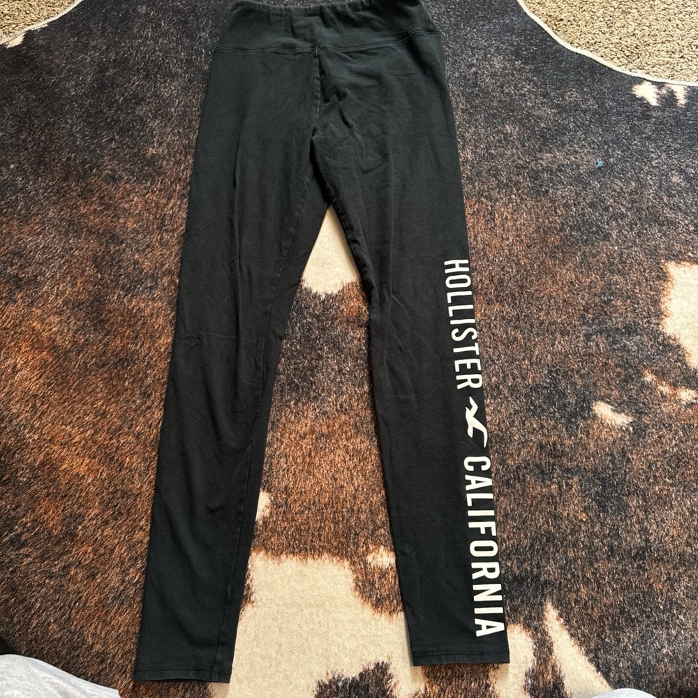 Hollister Black Leggings with White Logo